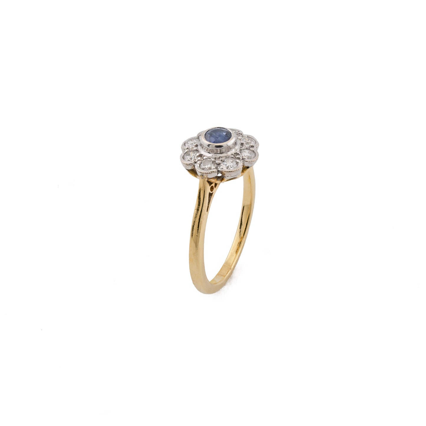 18ct Gold Sapphire and Diamond Flower Cluster Ring