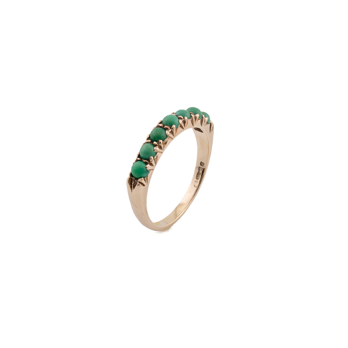 Vintage 9ct Gold 7-Stone Turquoise Half-Hoop Ring