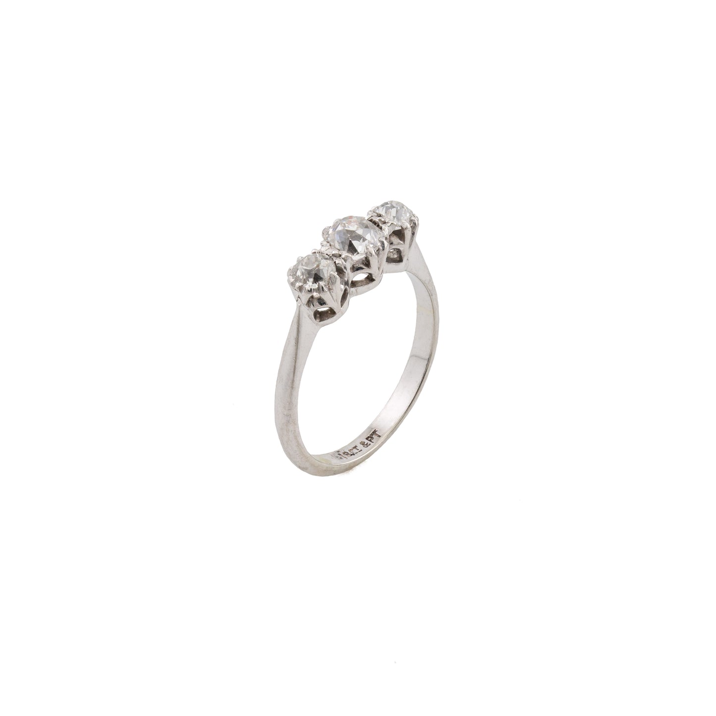 Mid-Century Diamond Trilogy Ring in 18ct White Gold & Platinum