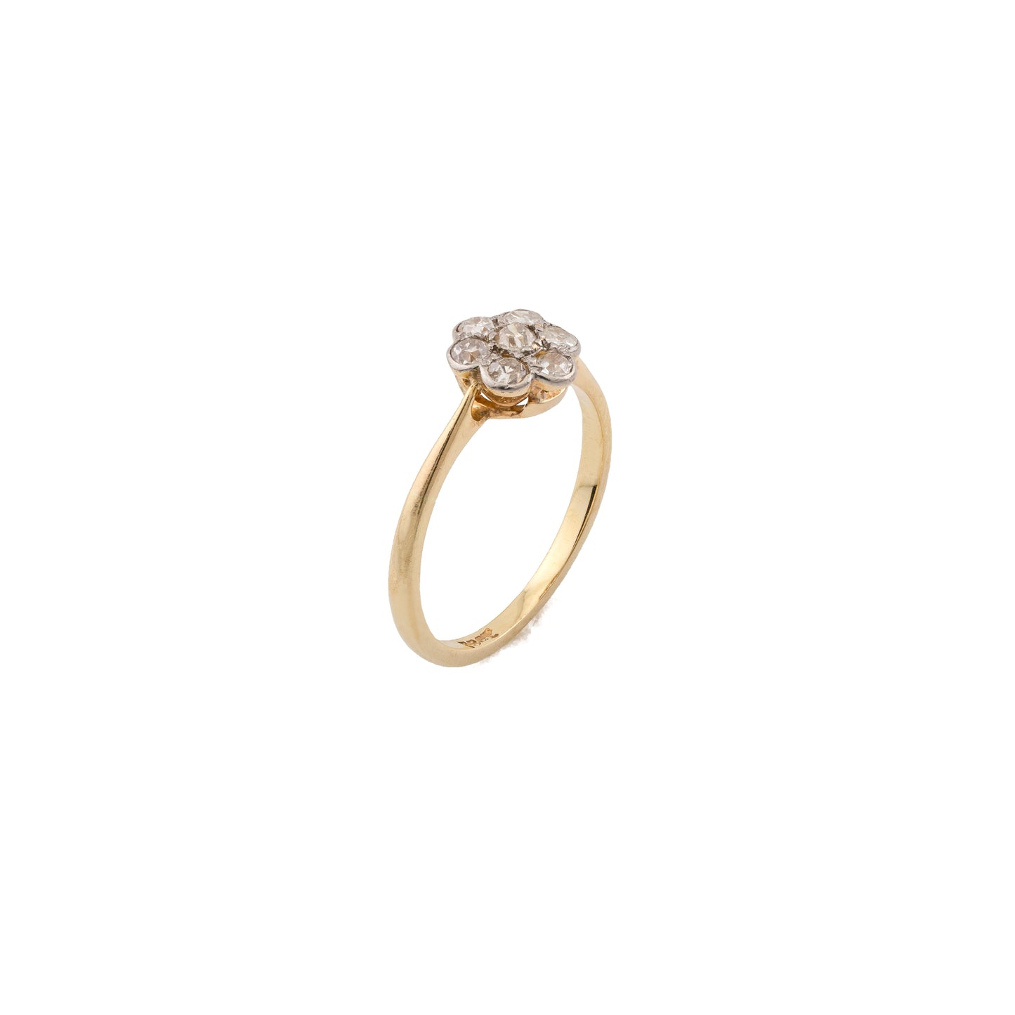 Vintage 18ct Gold and Platinum Diamond Daisy Cluster Ring