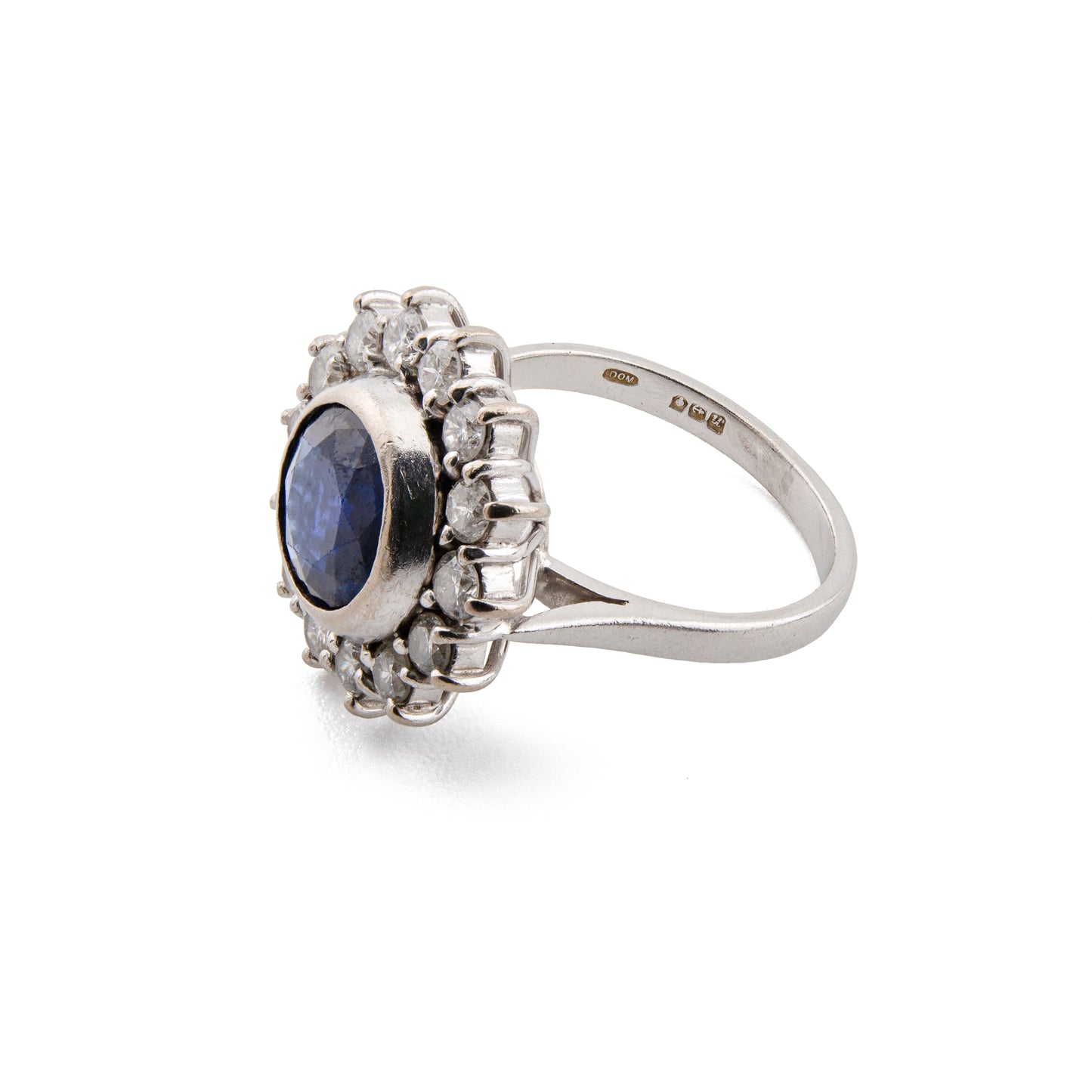 Sapphire and Diamond Cluster Ring in 18ct White Gold