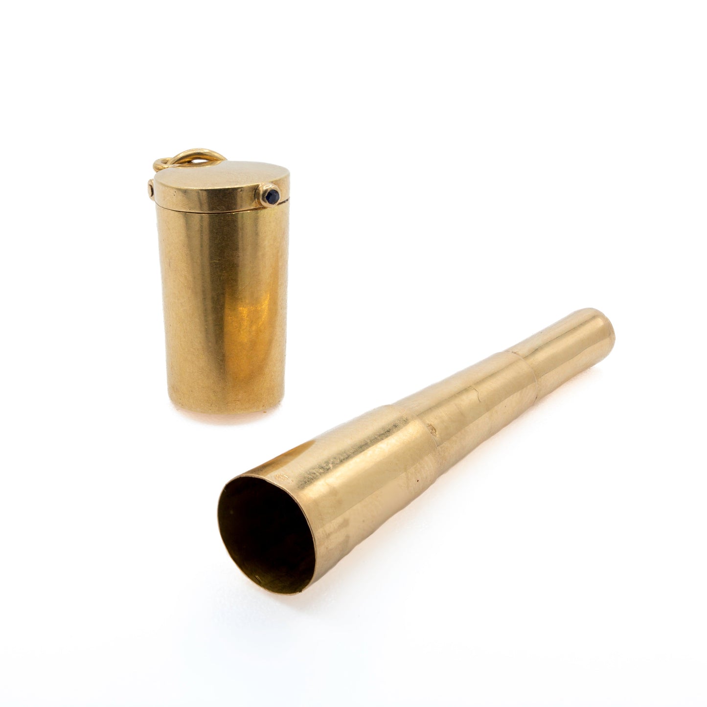 Exceptional French Extending Cigarette Holder in Original Case with Sapphire Catch