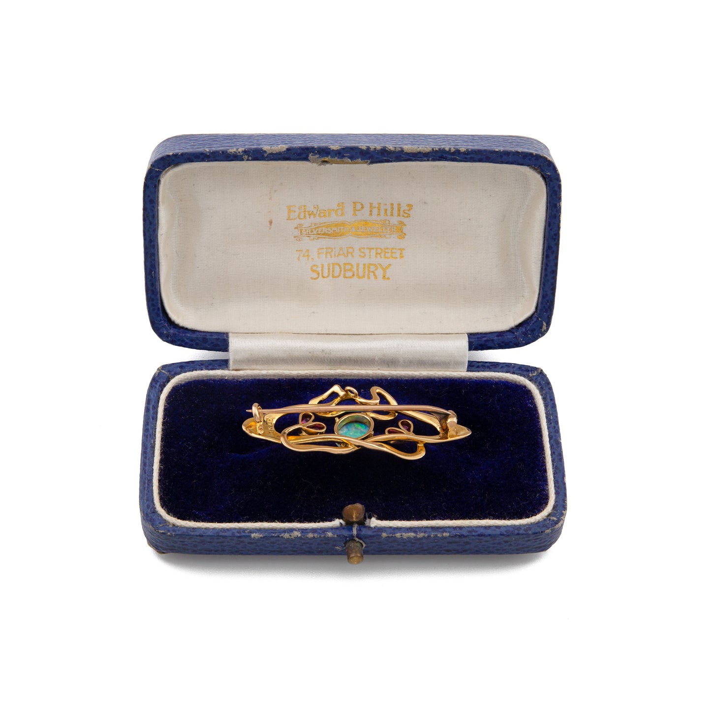 Opal and Ruby Arts & Crafts Brooch in 15ct Gold