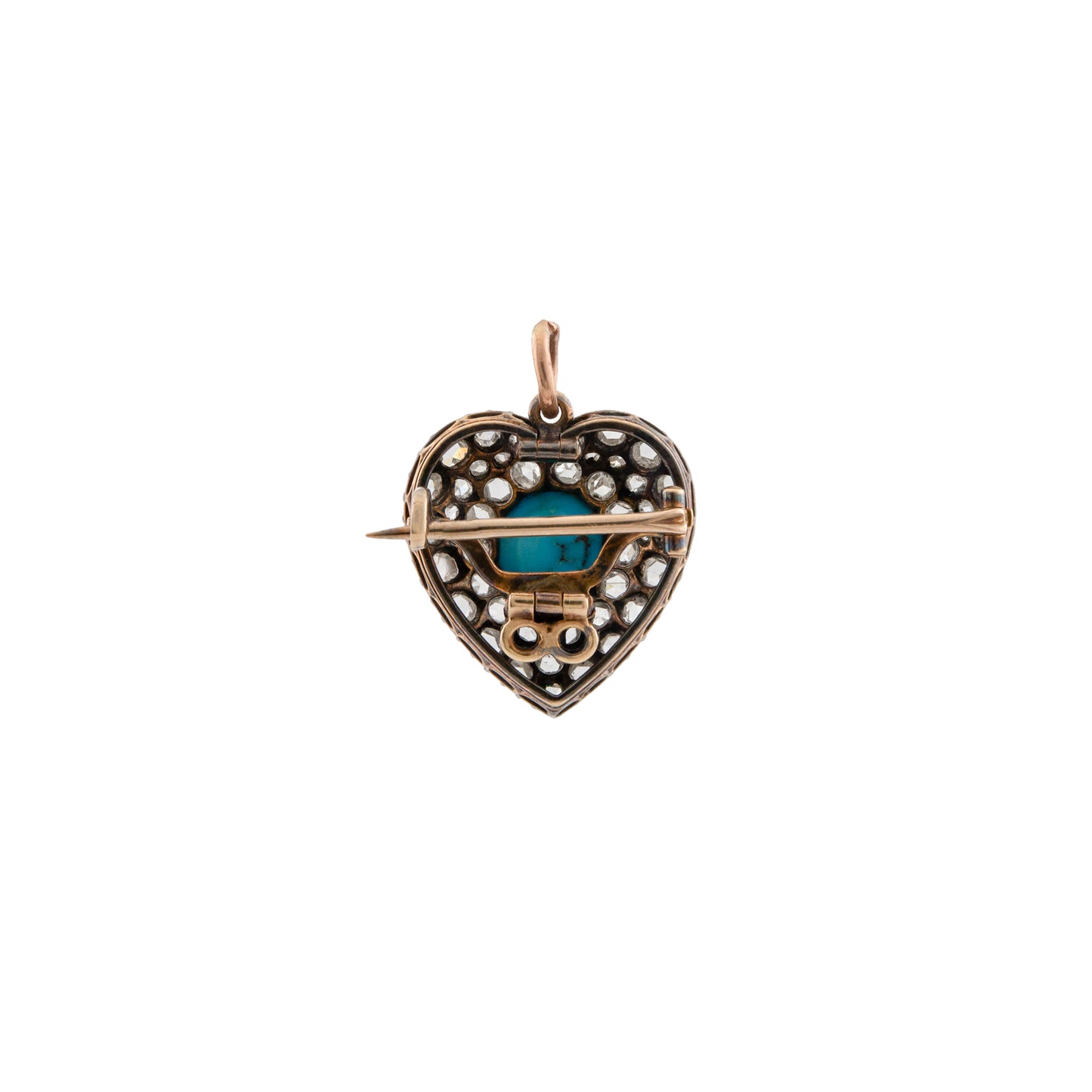 Victorian Turquoise & Diamond Heart Pendant