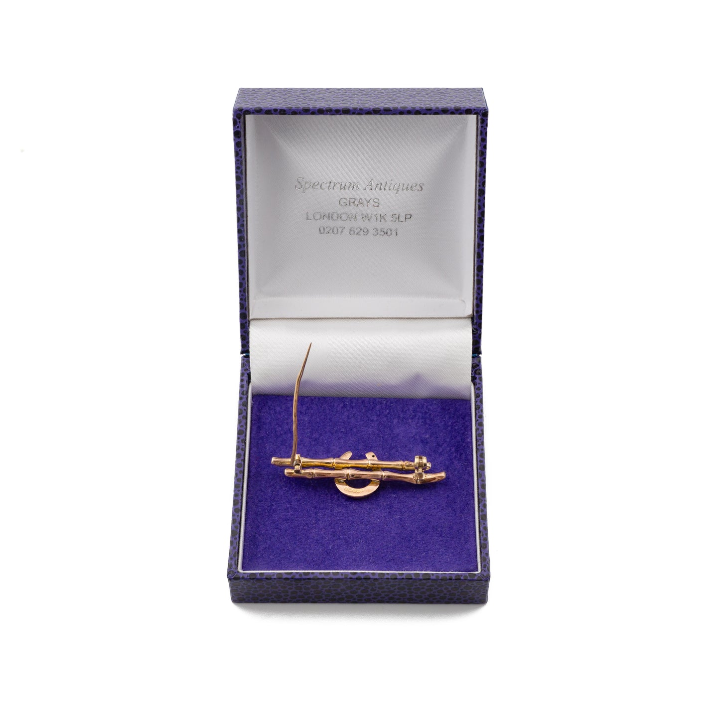 Antique 9ct Rose Gold Horseshoe and Bamboo Bar Brooch, Birmingham 1901
