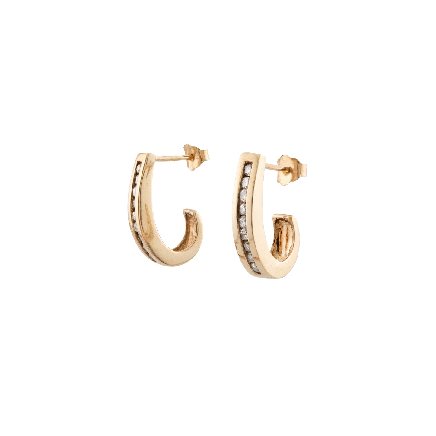 Vintage 9ct Gold Diamond Huggie Hoop Earrings