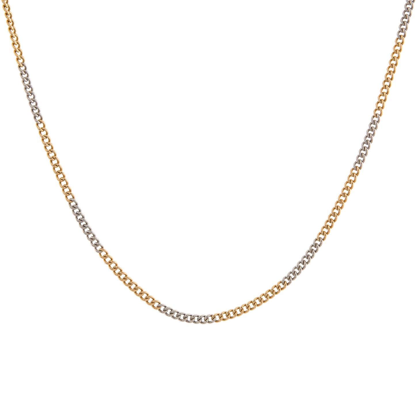 Antique 18ct Gold and Platinum Two-Colour Curb Chain Necklace c.1900
