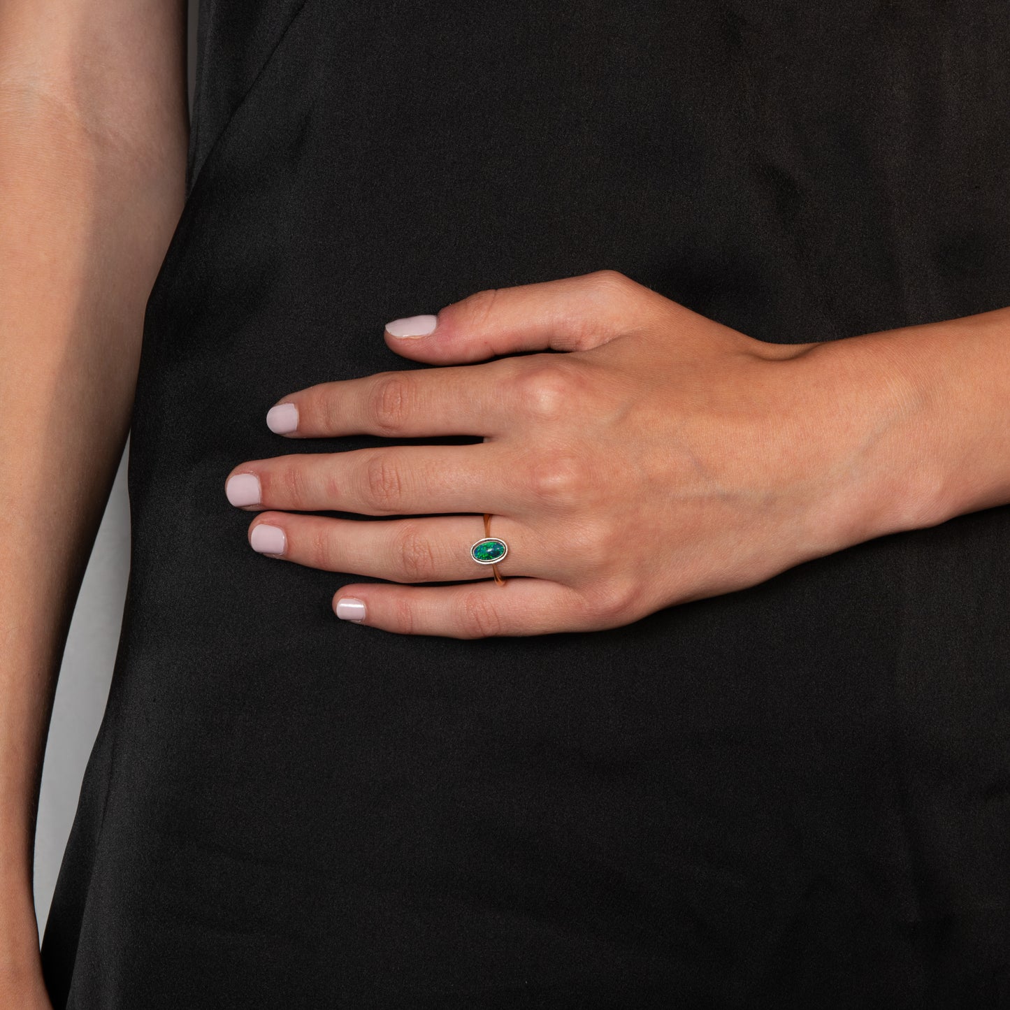 18ct Yellow Gold Black Opal Ring