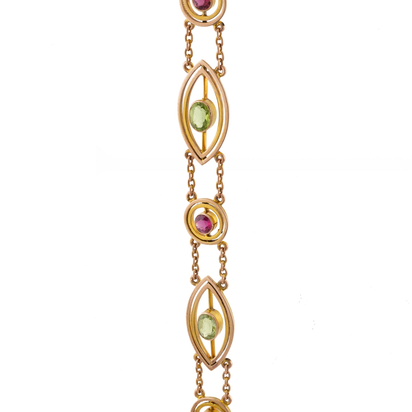 Edwardian 9ct Peridot and Tourmaline Bracelet