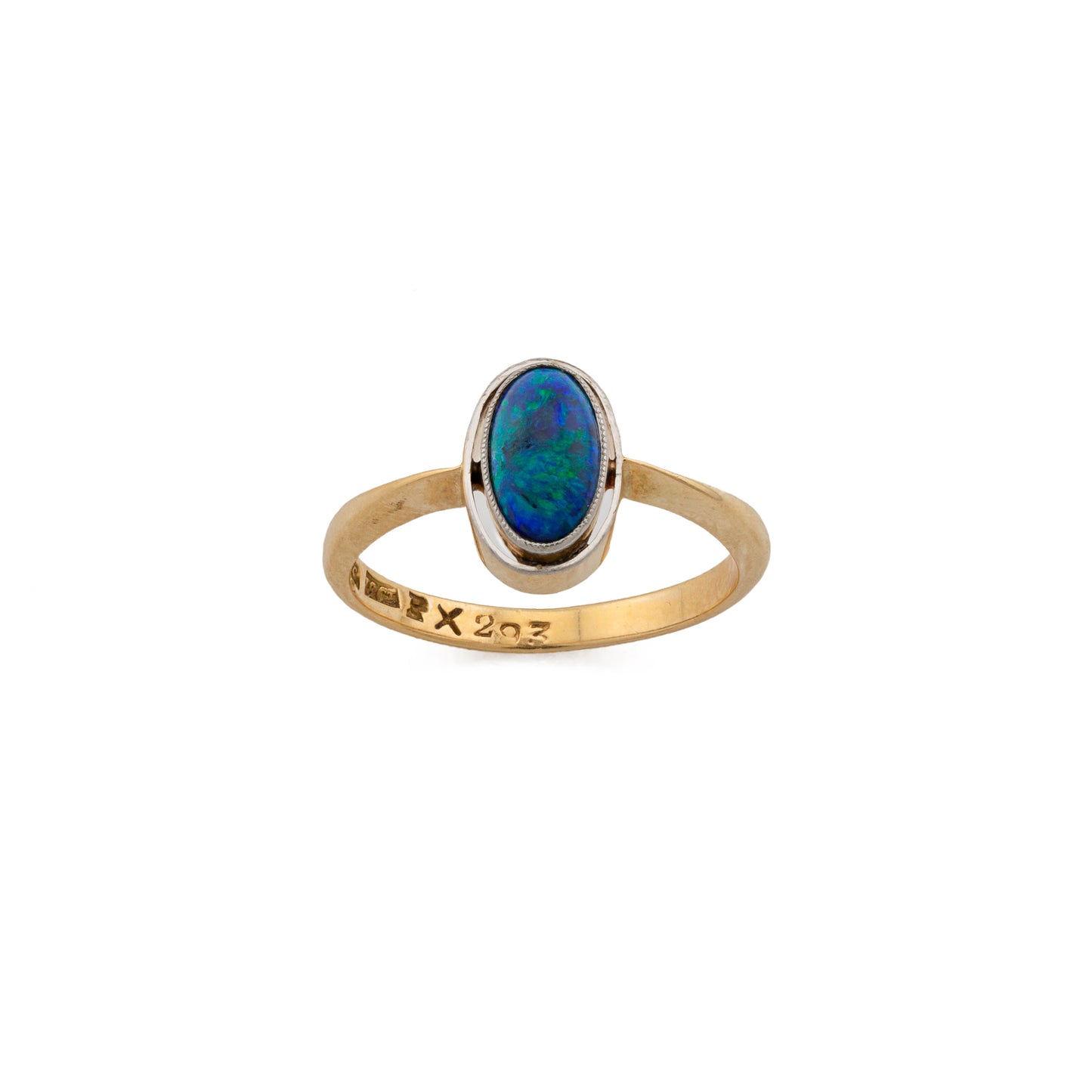 18ct Yellow Gold Black Opal Ring