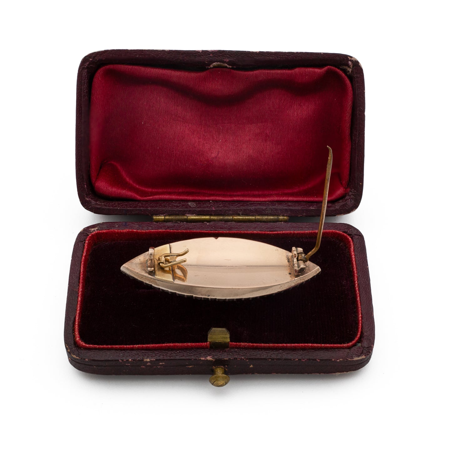 Late Georgian Blue Enamel & Diamond Navette Brooch in Gold and Silver