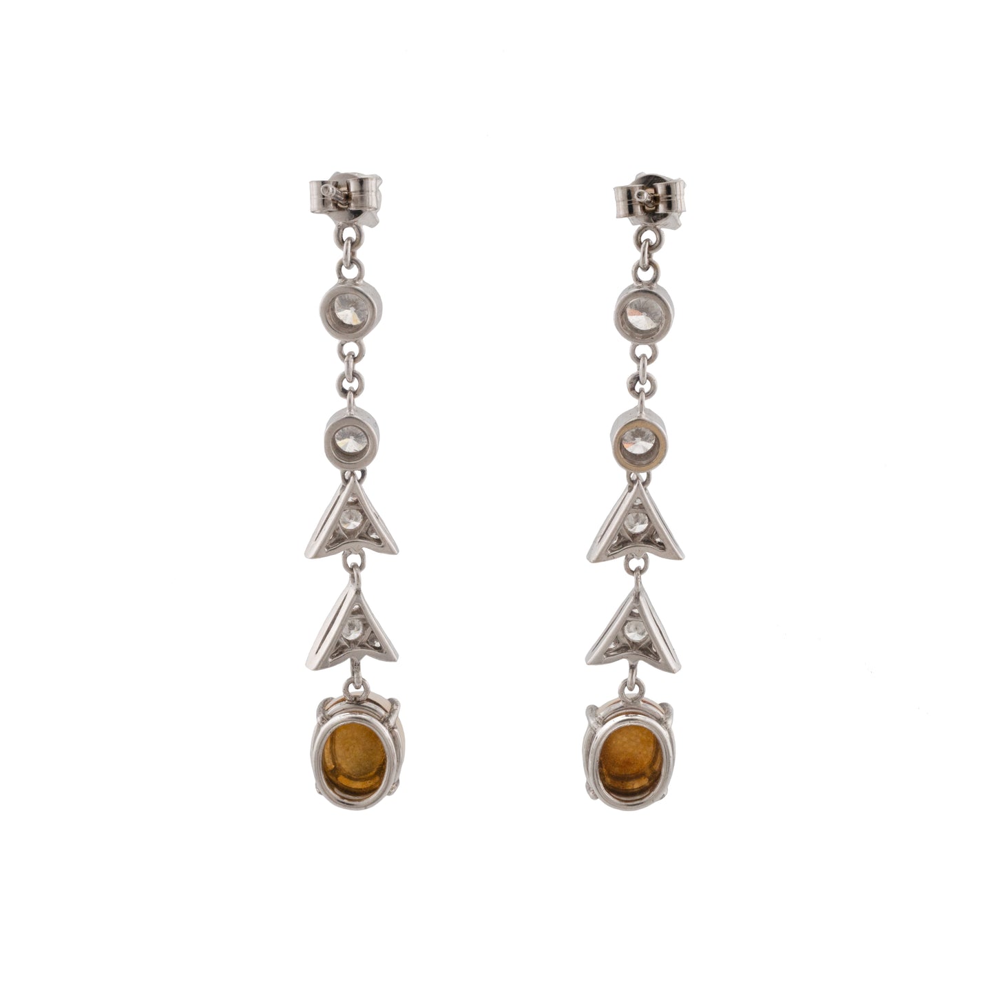 18ct White Gold Opal and Diamond Drop Earrings