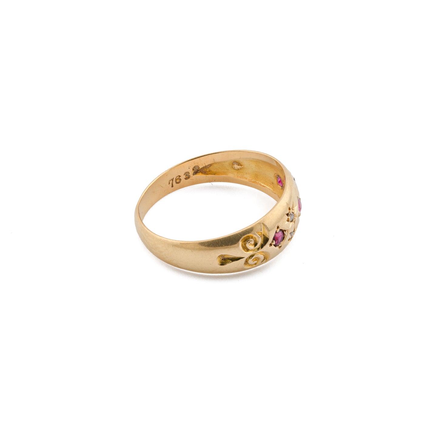 18ct Gold Ruby and Star-Set Diamond Gypsy Ring