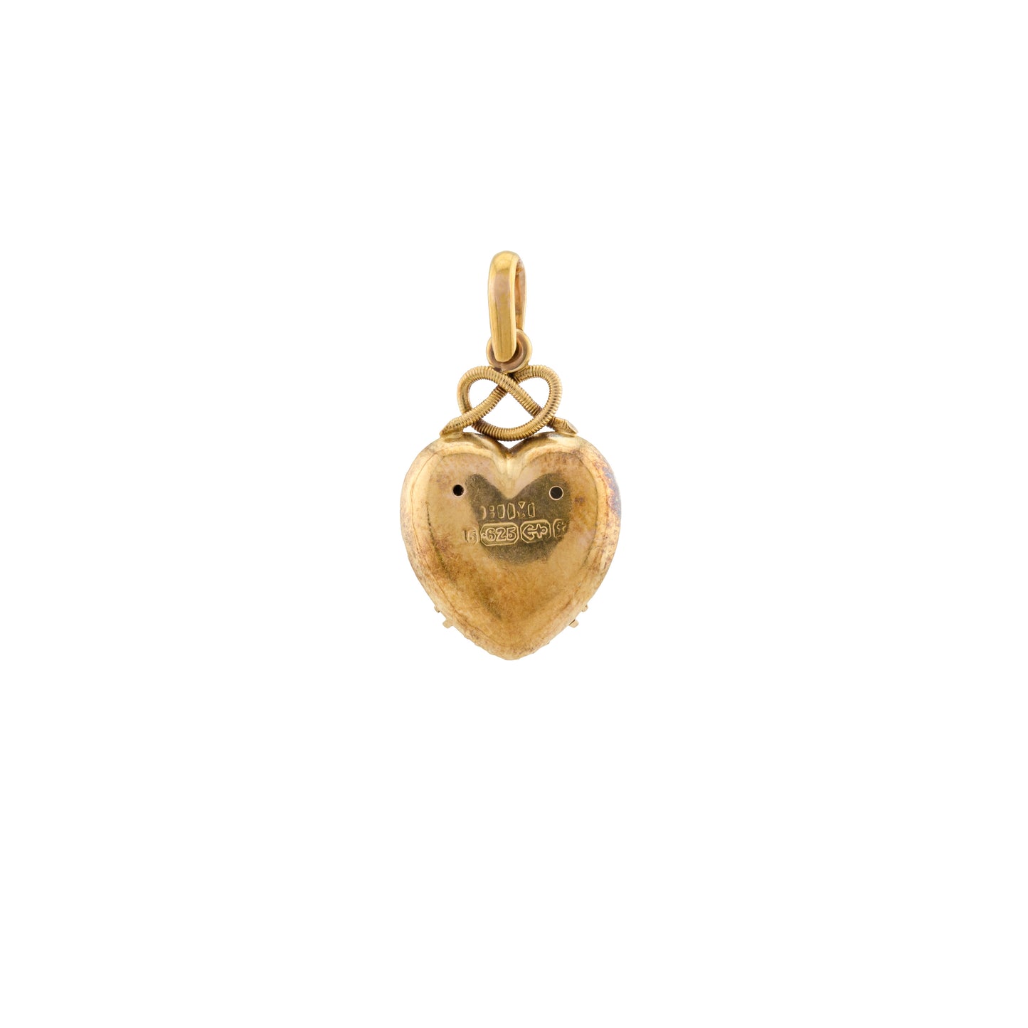 Victorian 15ct Gold Floral Relief Puff Heart Pendant