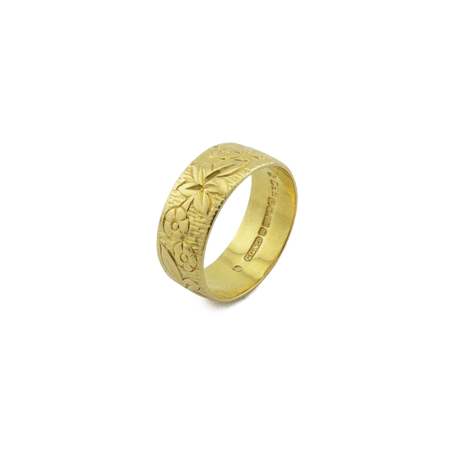 Vintage 22ct Gold Floral Engraved Cigar Band Ring