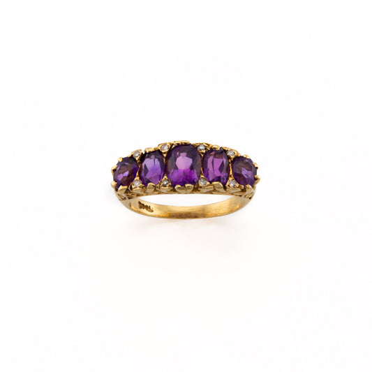 18ct Amethyst and Diamond Five Stone