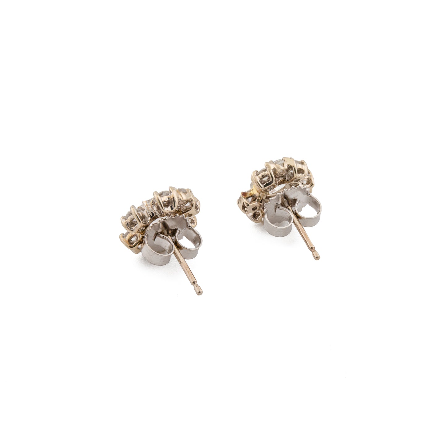 Vintage 14ct White Gold Rose Cut Diamond Cluster Stud Earrings