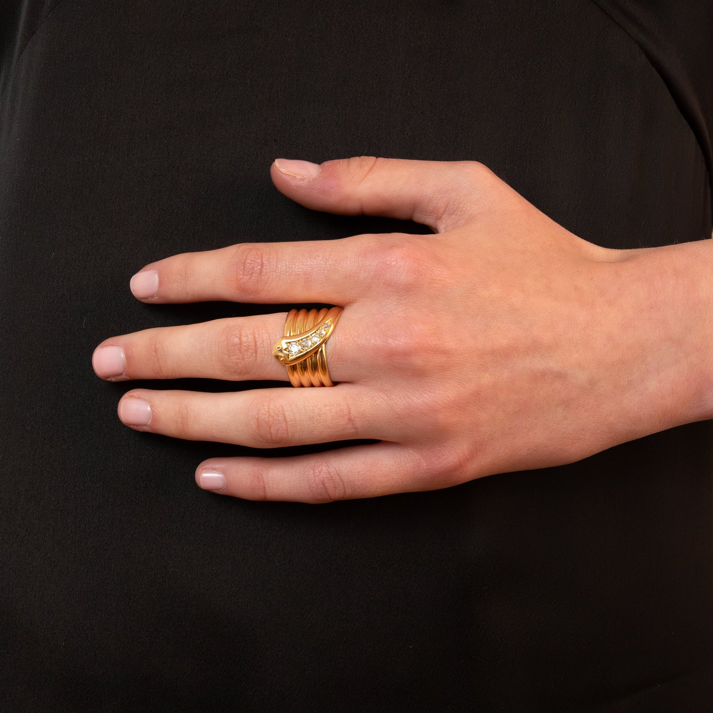 18ct Coiled Diamond Snake Ring