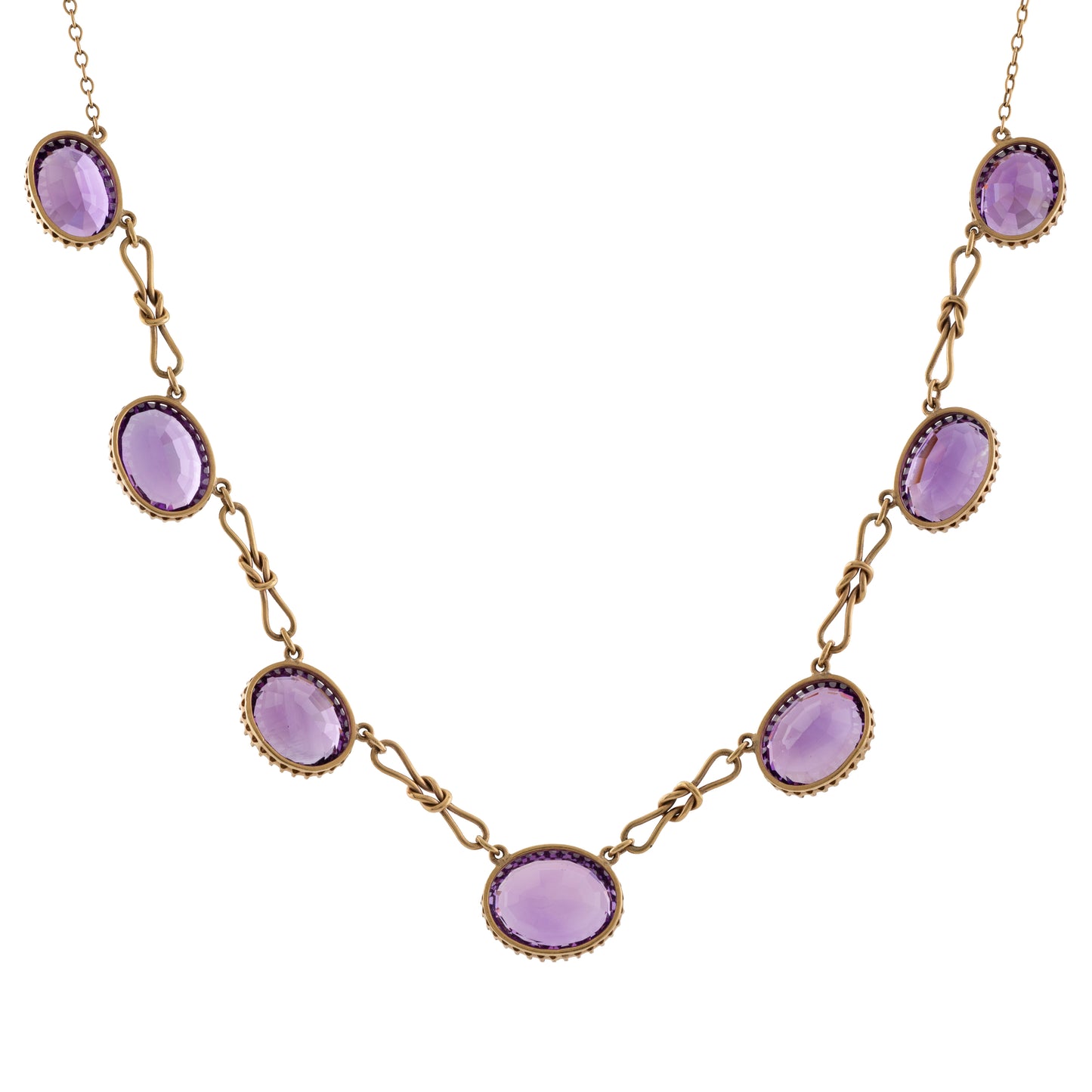 Edwardian Amethyst Festoon Necklace in 9ct Gold