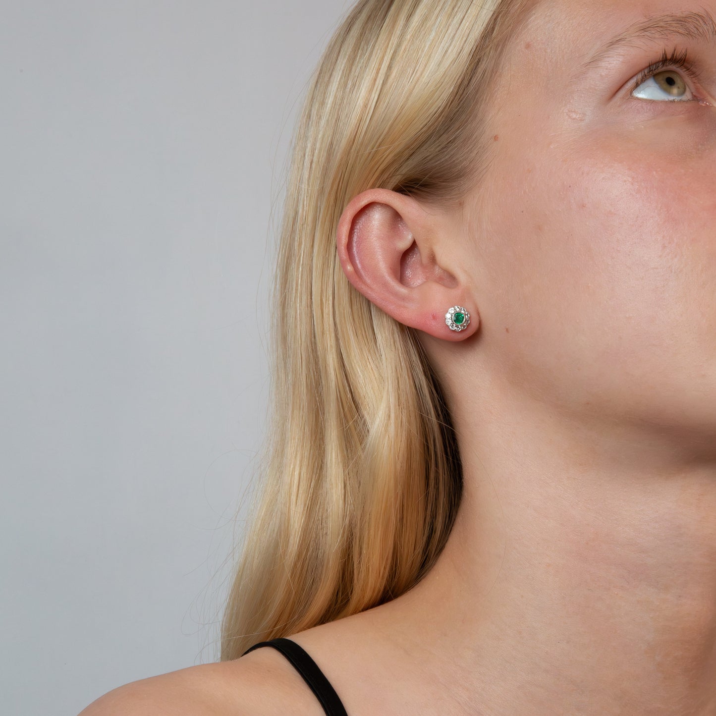 18ct Emerald and Diamond Daisy Earrings