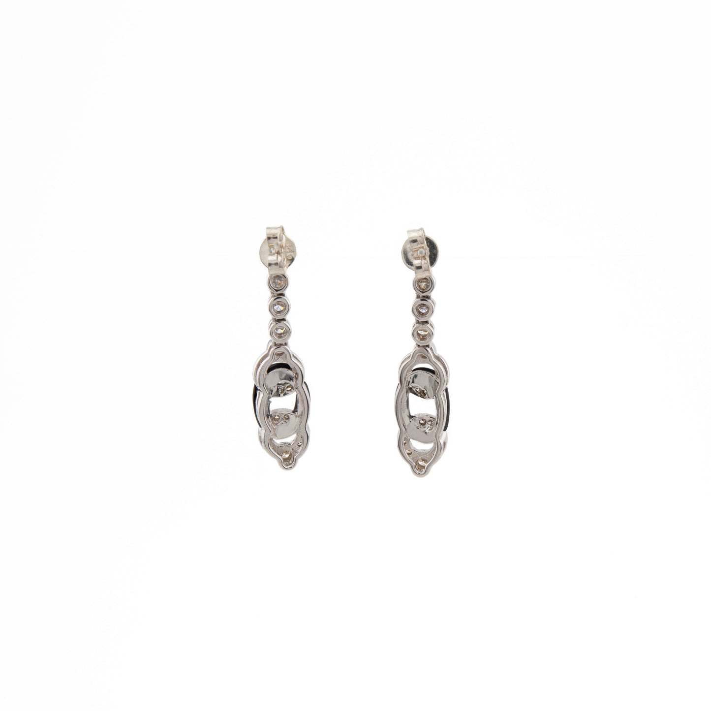 18ct Deco Style Diamond and Onyx Drop Earrings