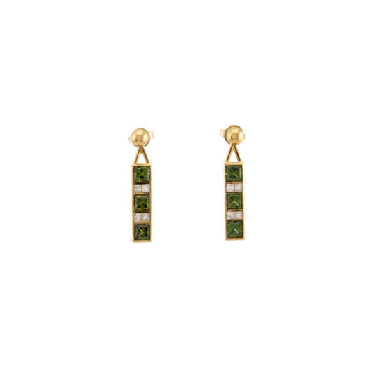 18ct Peridot and Diamond Drop Earrings