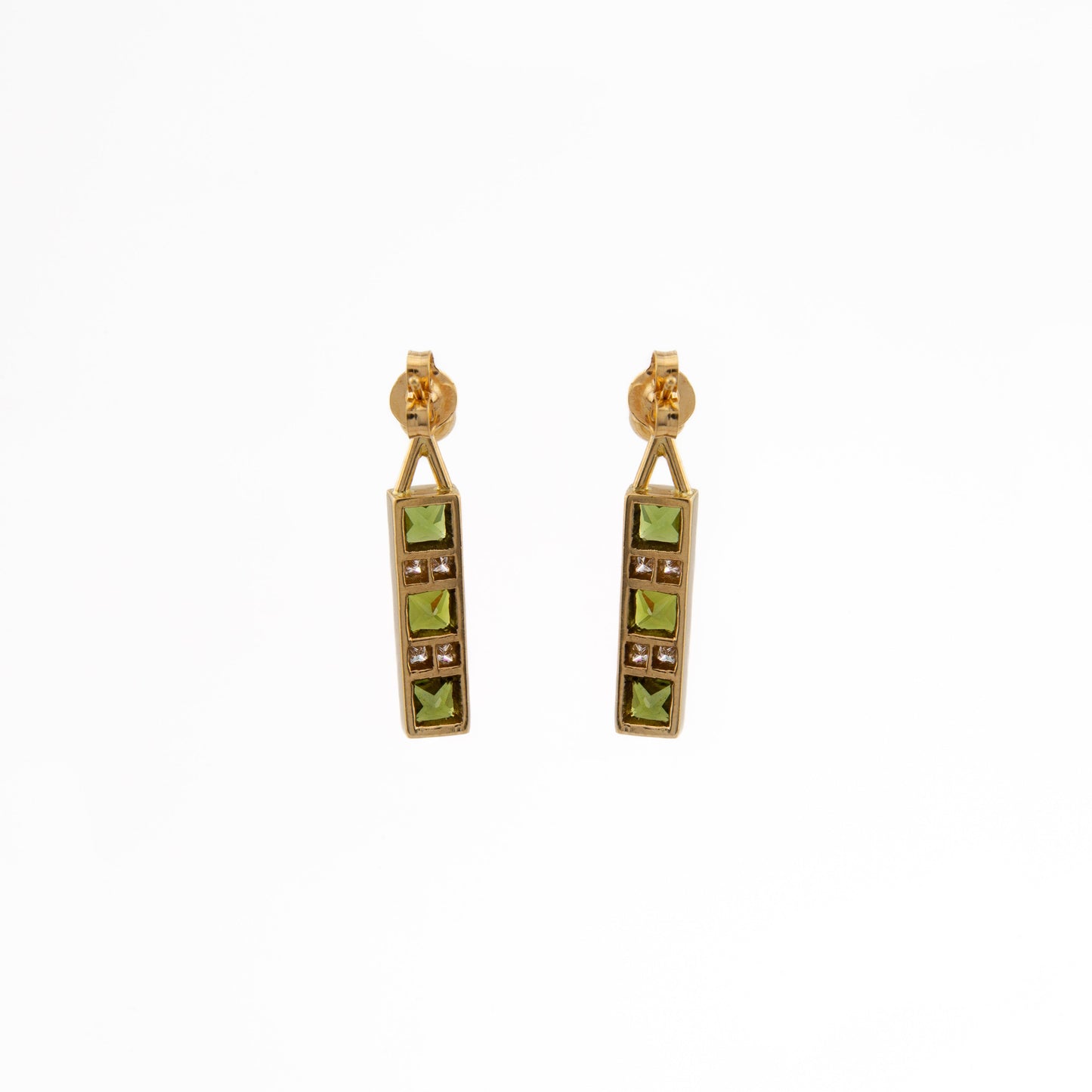 18ct Peridot and Diamond Drop Earrings
