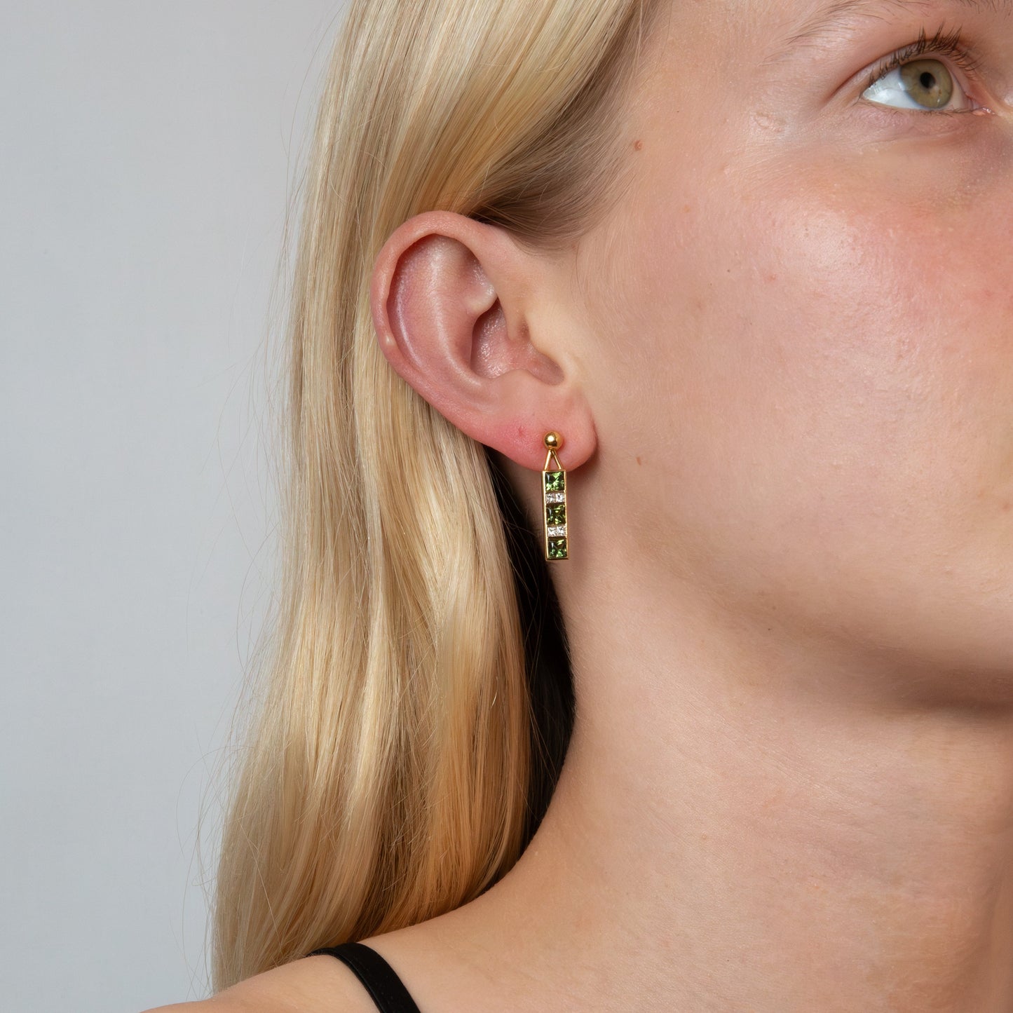 18ct Peridot and Diamond Drop Earrings