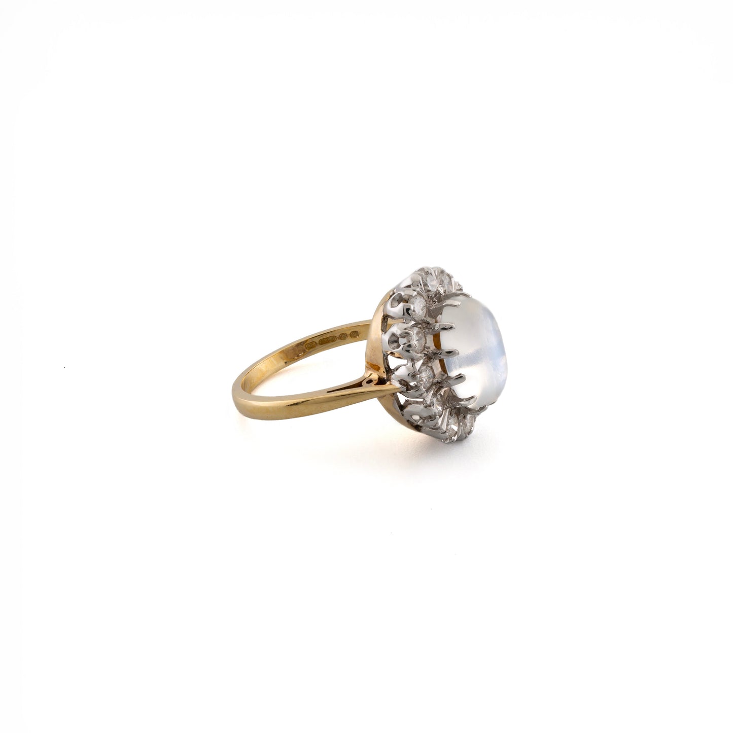 18ct Moonstone and Diamond Cluster Ring