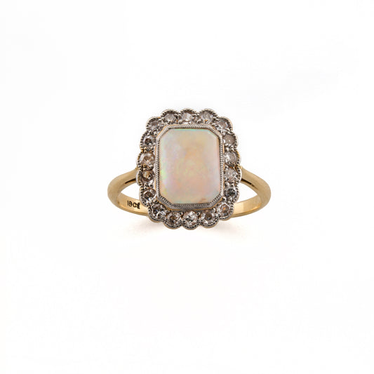 18ct Opal and Diamond Cluster Ring