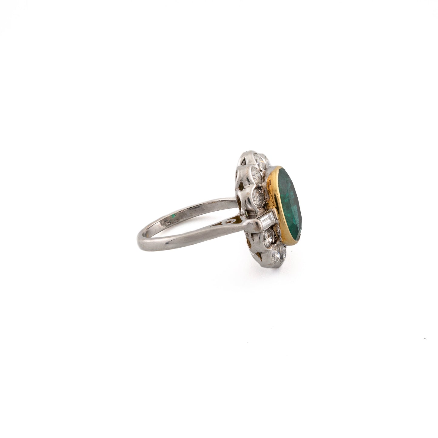 18ct Large Emerald and Diamond Cluster Ring