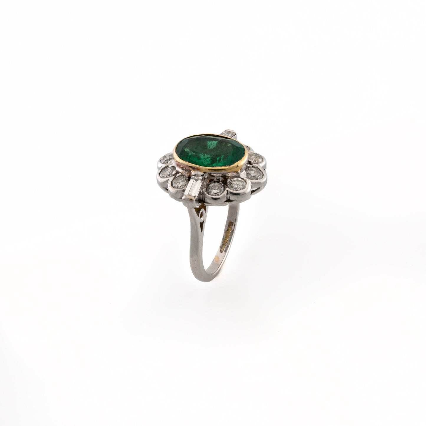 18ct Large Emerald and Diamond Cluster Ring