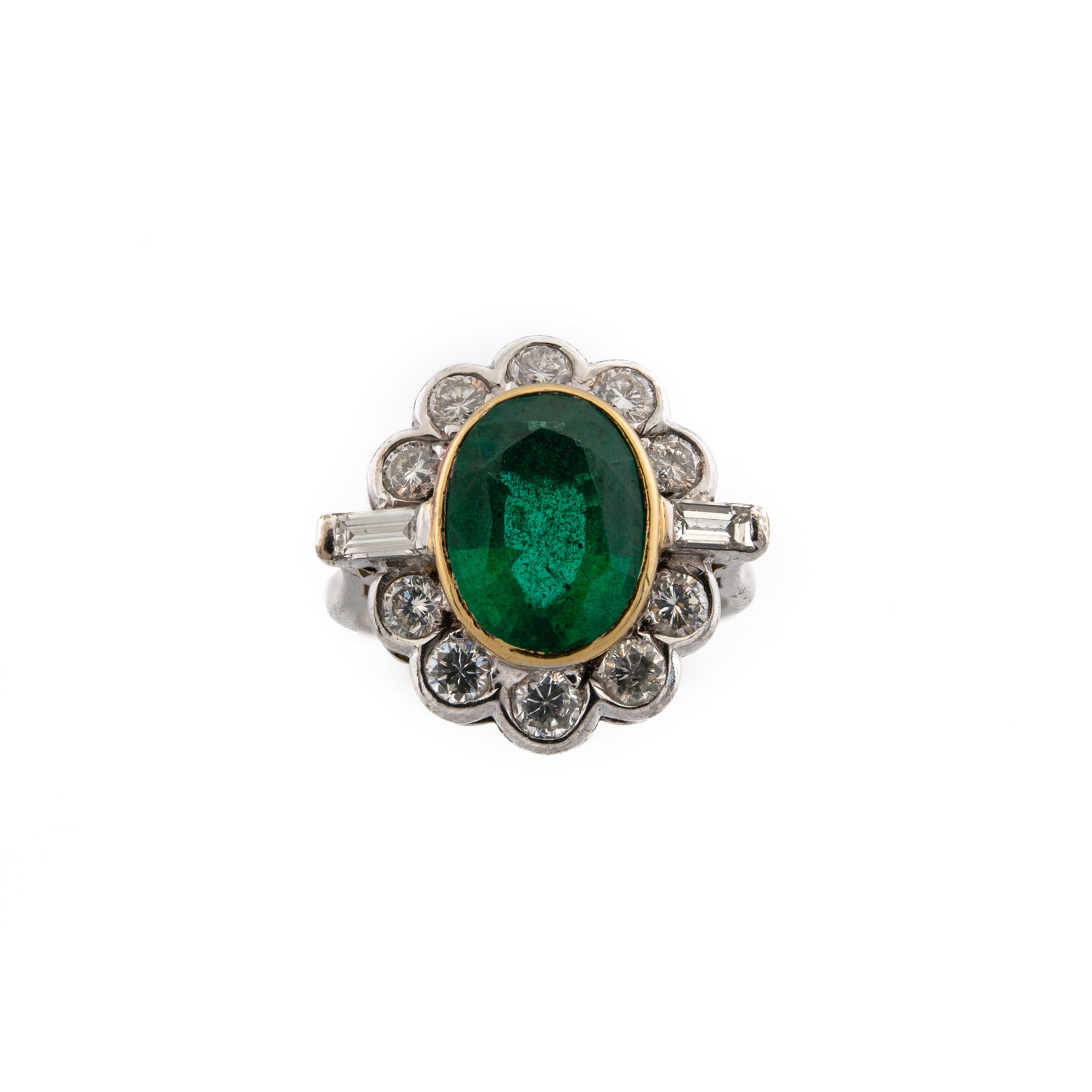 18ct Large Emerald and Diamond Cluster Ring