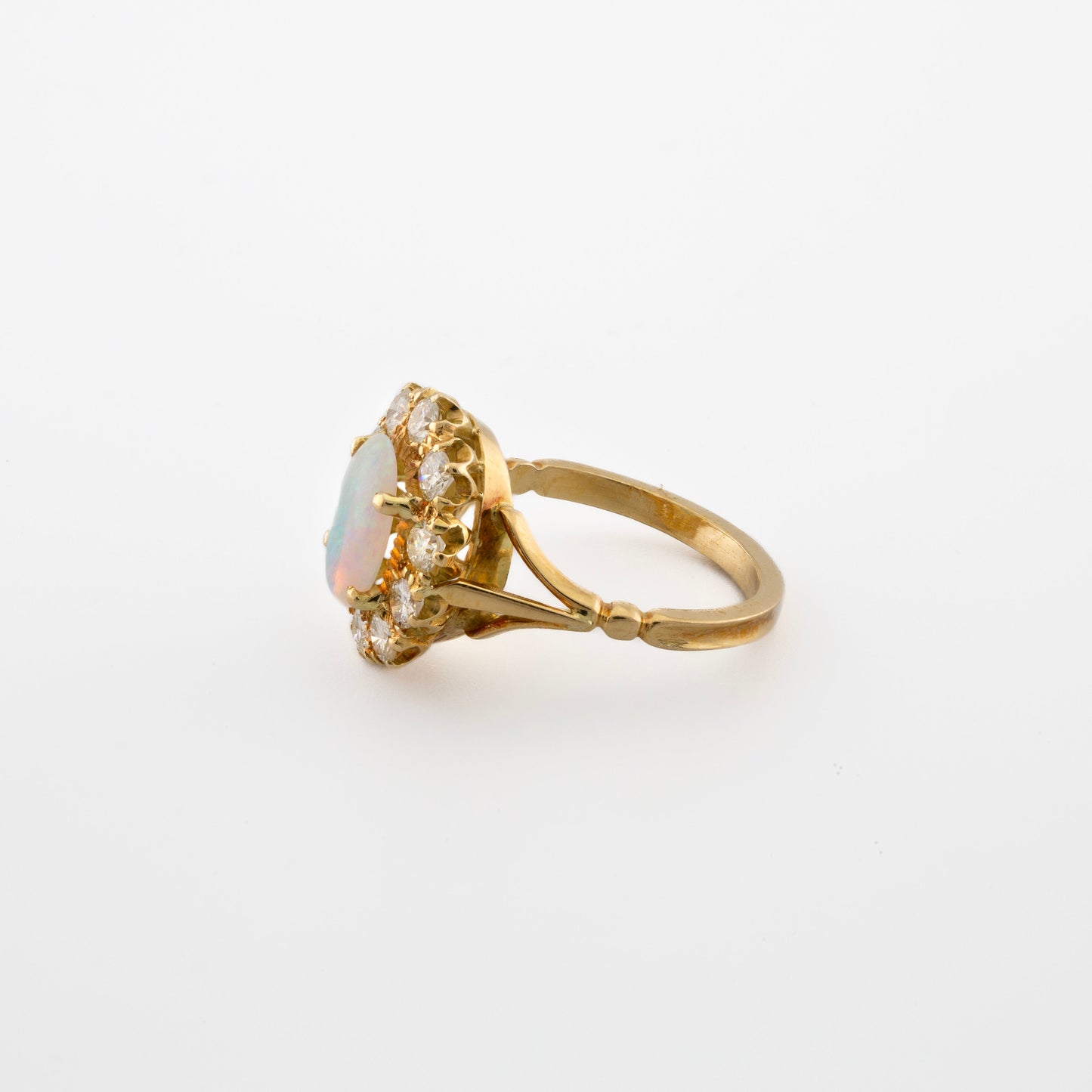 18ct Oval Opal and Diamond Cluster Ring