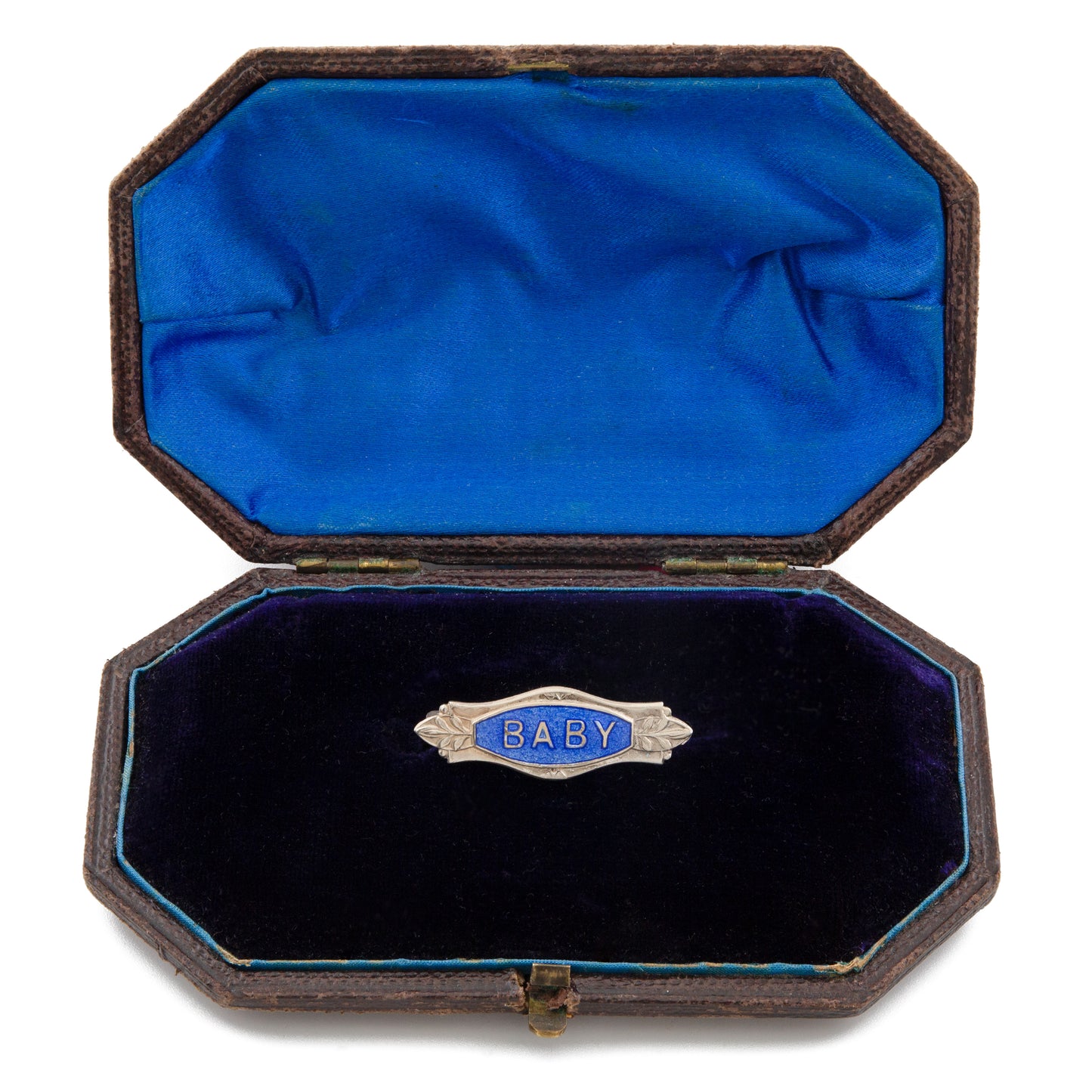 Royal Blue Enamel "Baby" Brooch in Sterling Silver