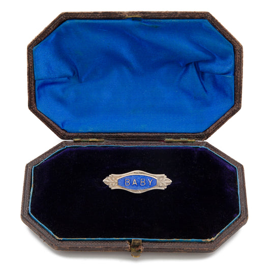 Royal Blue Enamel "Baby" Brooch in Sterling Silver