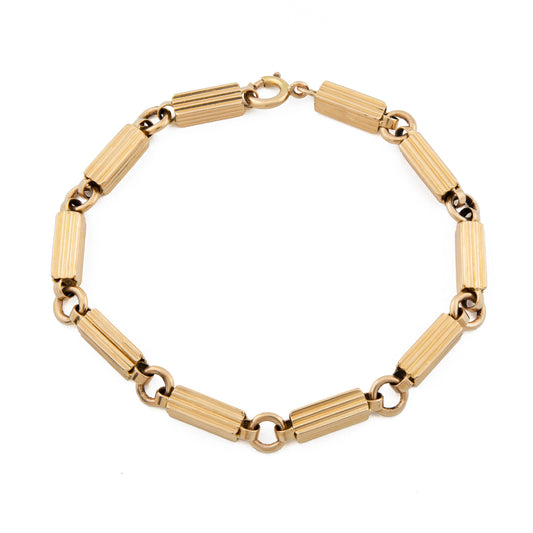 18ct Gold Fluted Bar Link Bracelet