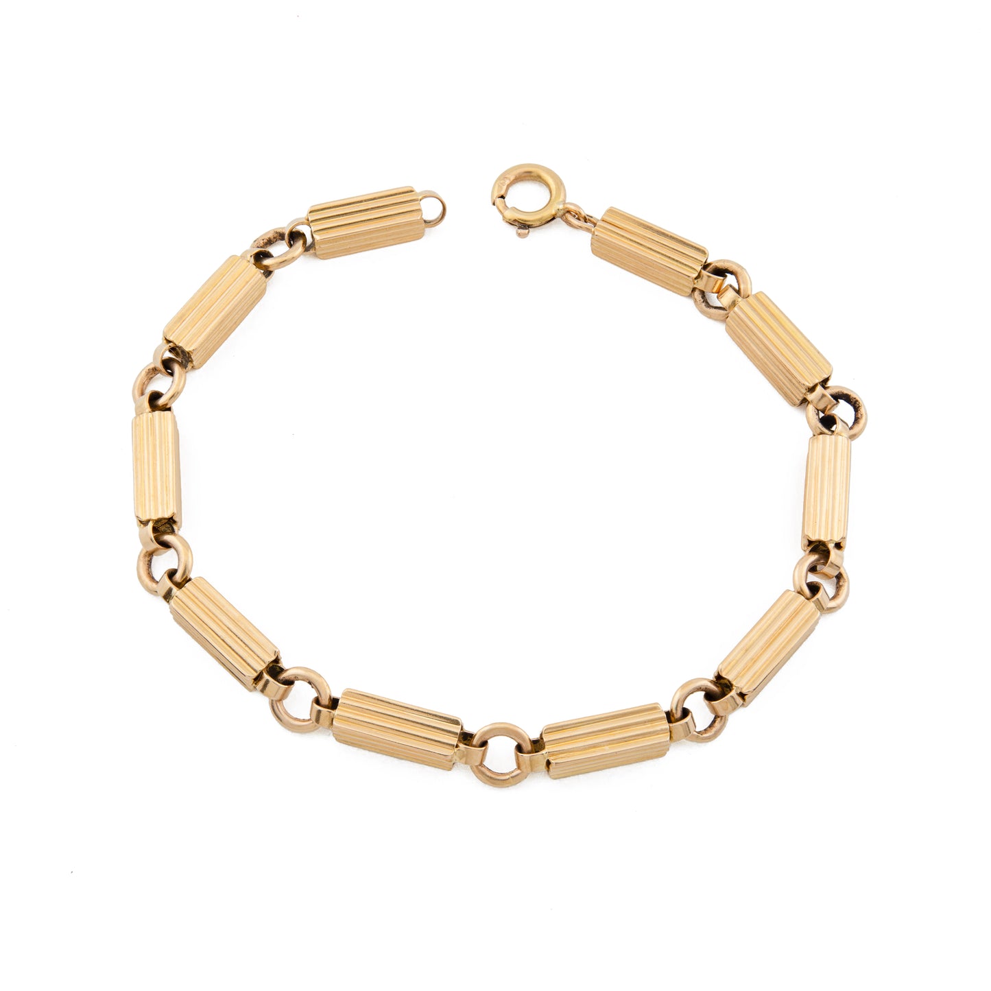 18ct Gold Fluted Bar Link Bracelet
