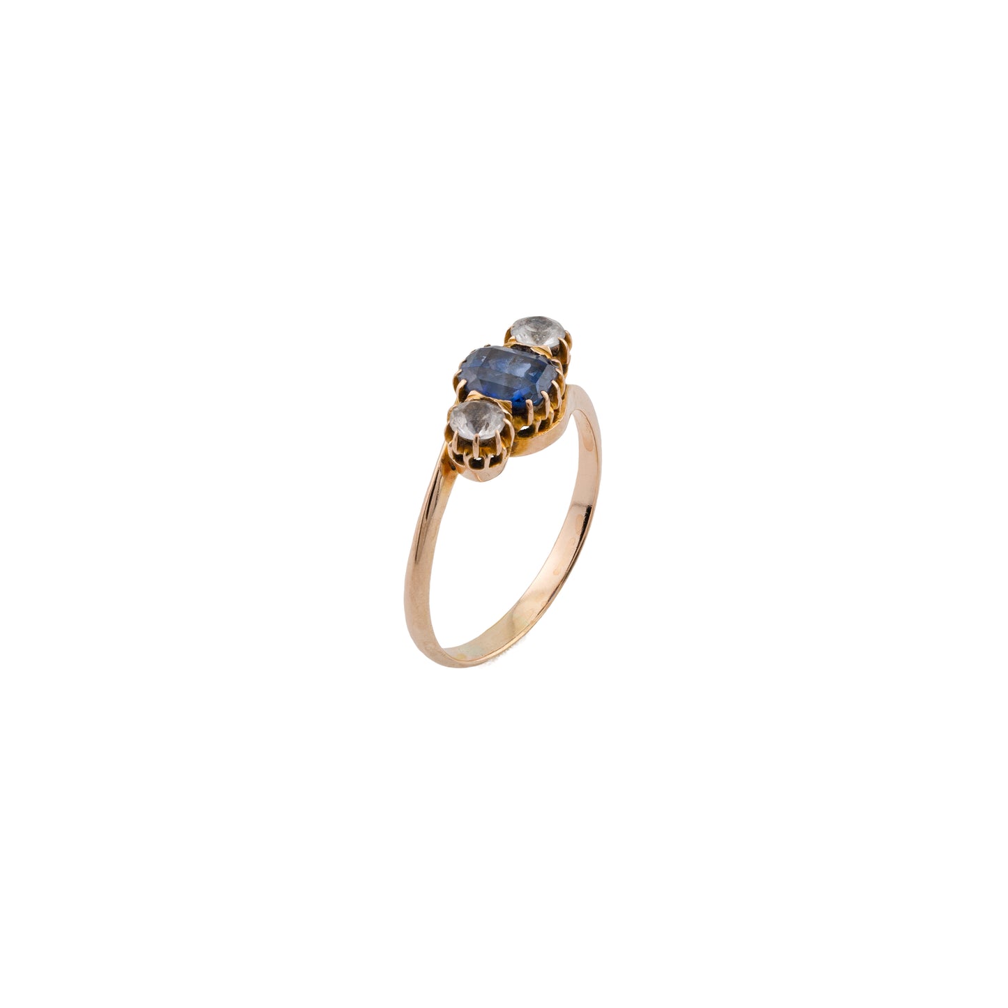 18ct Gold Sri Lankan Sapphire and White Sapphire Crossover Ring