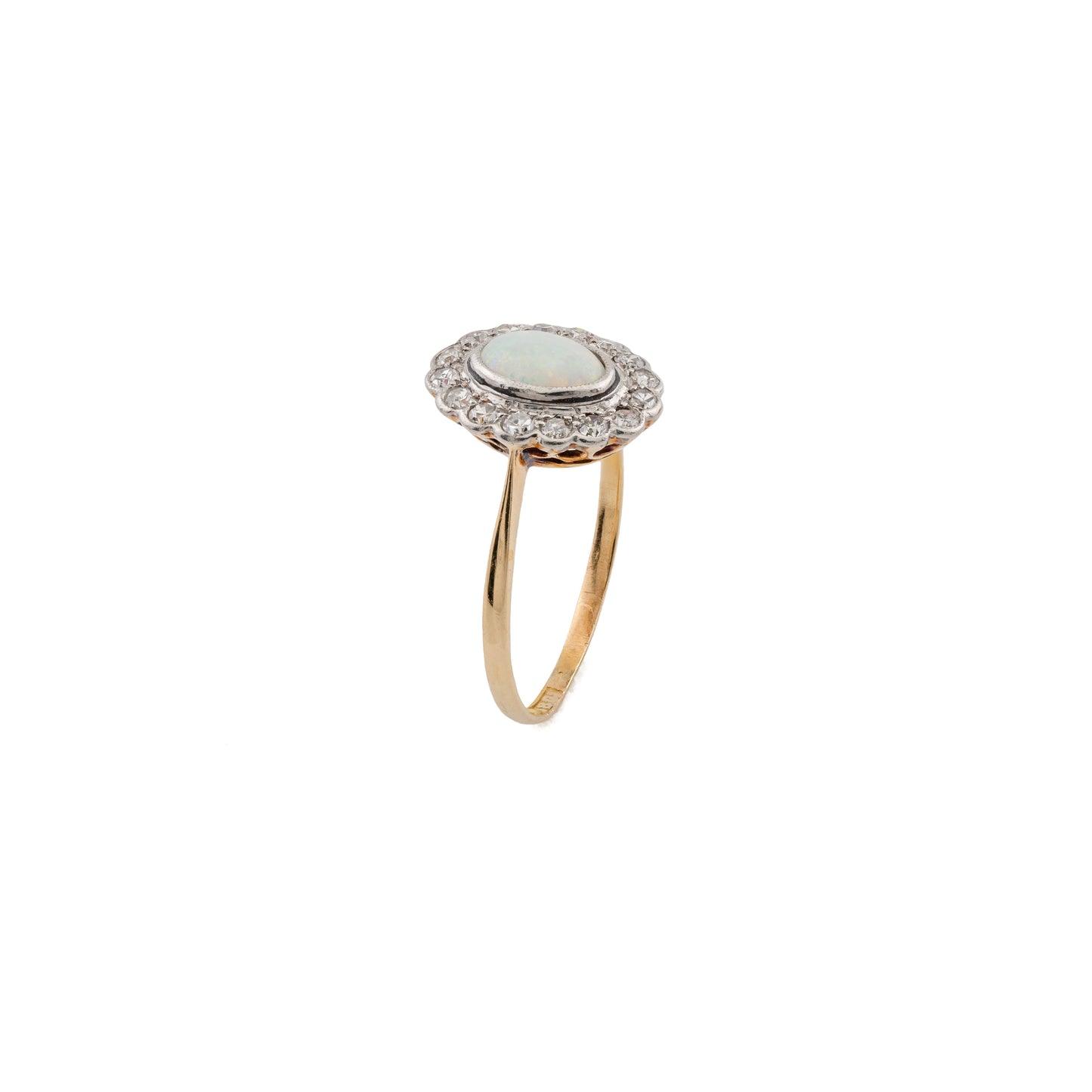 Edwardian Style Opal and Diamond Cluster Ring in 18ct Gold & Platinum