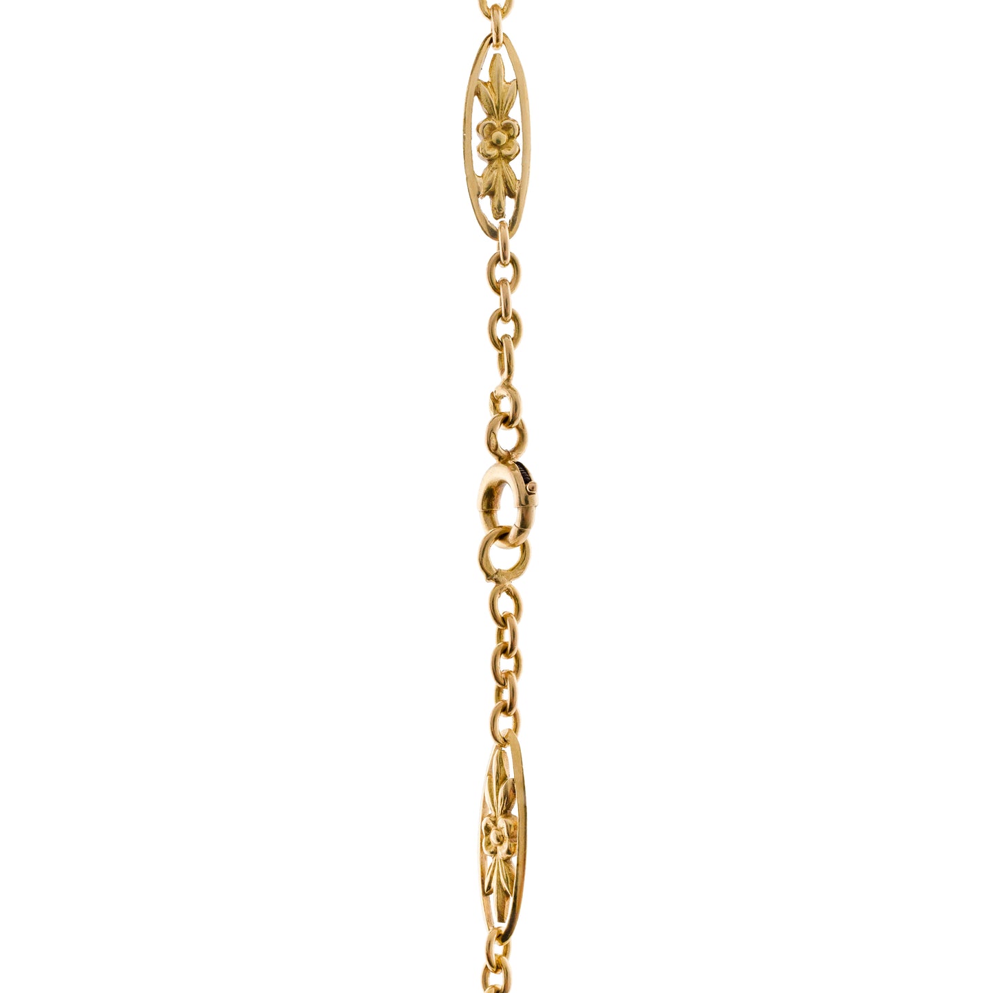 Art Nouveau 18ct Gold Sapphire & Diamond Openwork Necklace