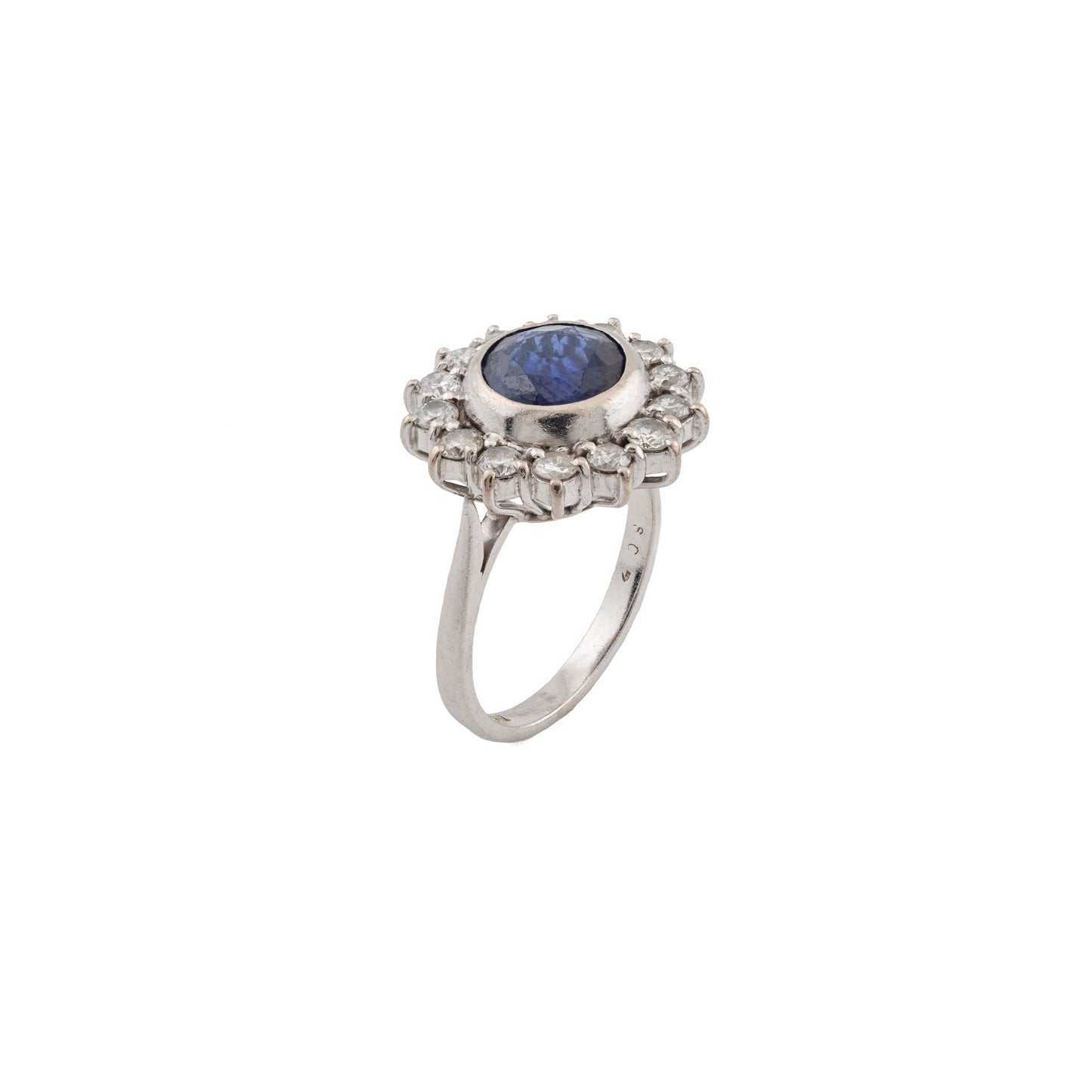 Sapphire and Diamond Cluster Ring in 18ct White Gold
