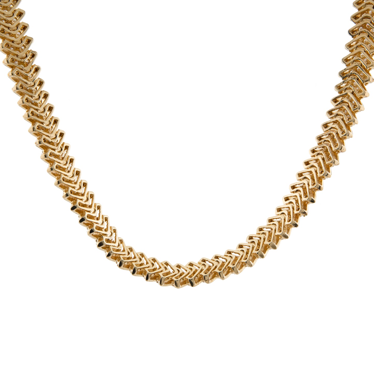 Vintage 14ct Gold Diamond Chevron Link Necklace