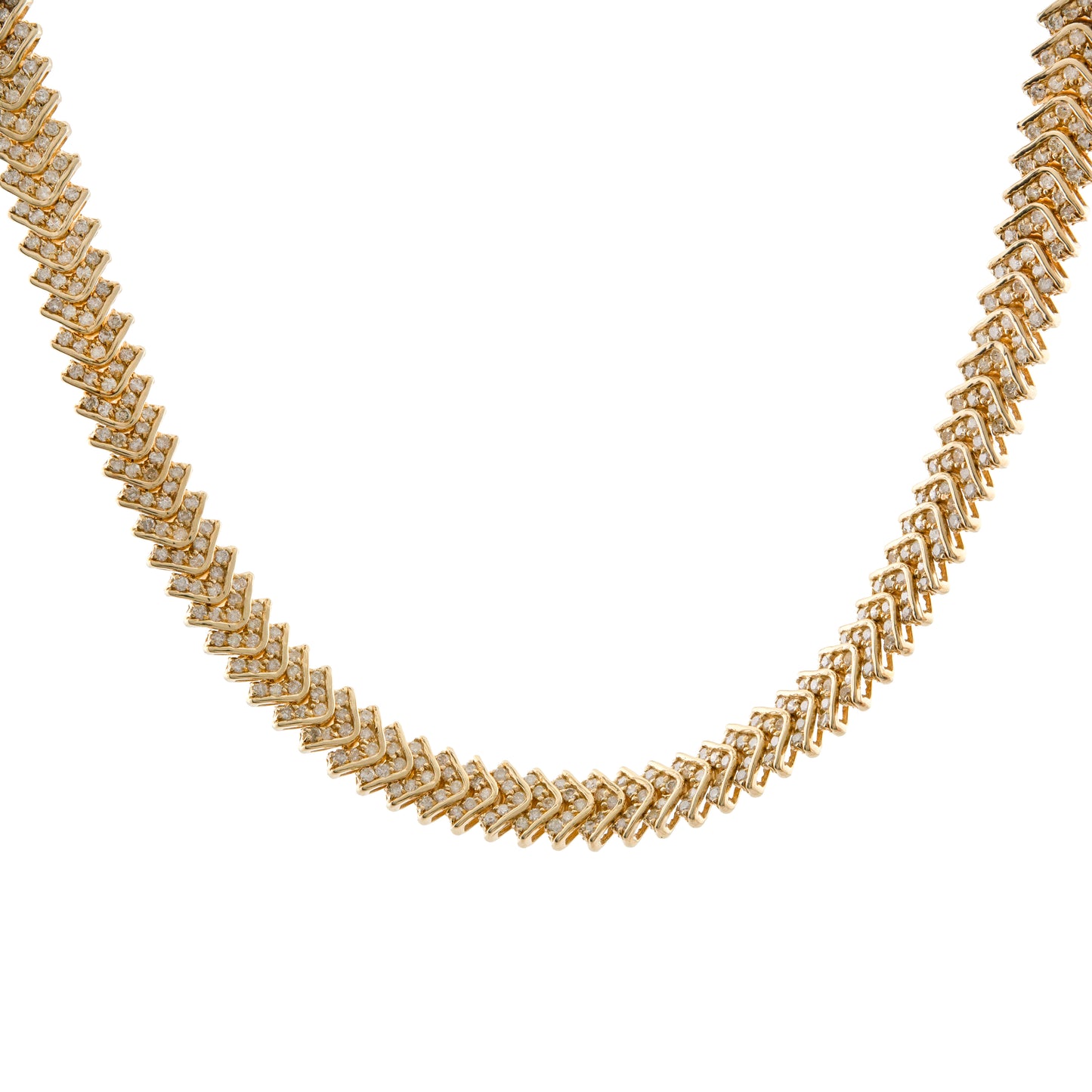 Vintage 14ct Gold Diamond Chevron Link Necklace