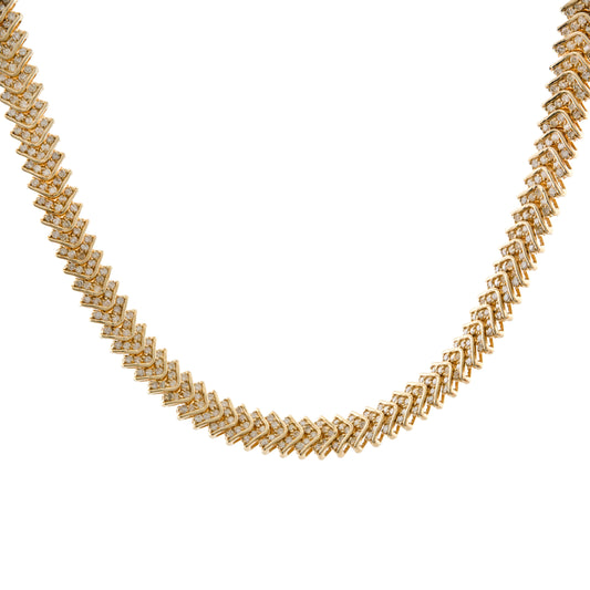 Vintage 14ct Gold Diamond Chevron Link Necklace