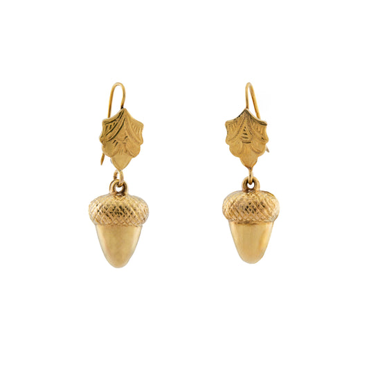 Victorian 9ct Gold Acorn Drop Earrings