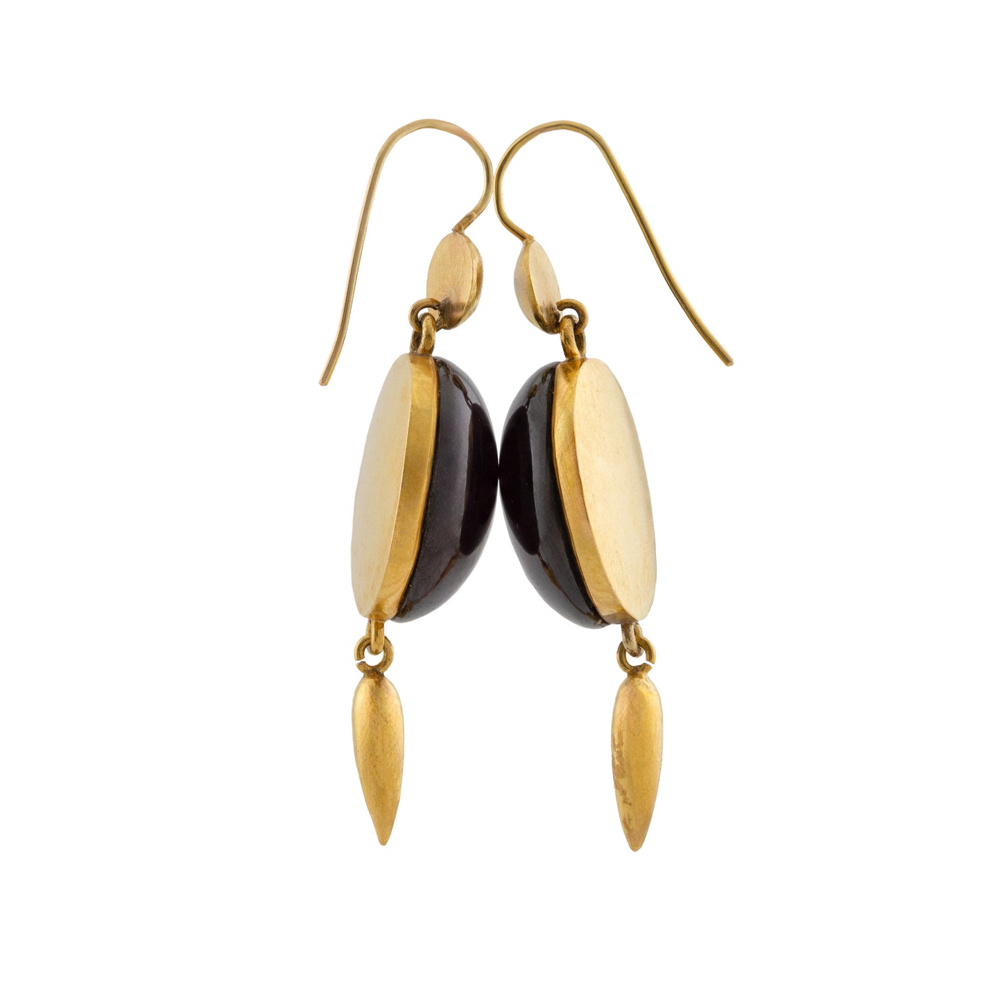 Victorian 18ct Gold Garnet Carbuncle Drop Earrings