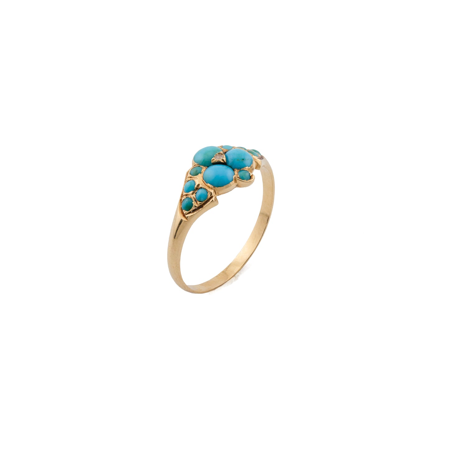 Victorian 18ct Gold Turquoise & Diamond Ring
