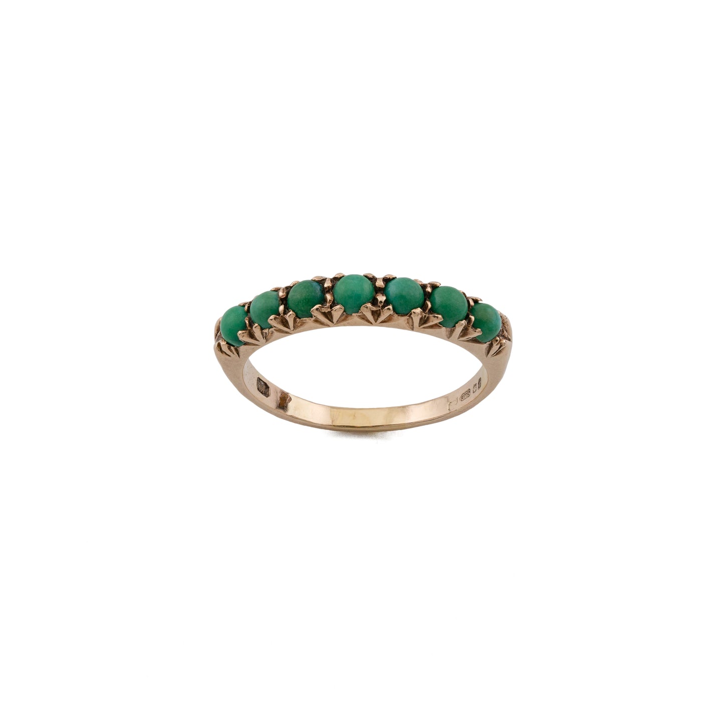 Vintage 9ct Gold 7-Stone Turquoise Half-Hoop Ring