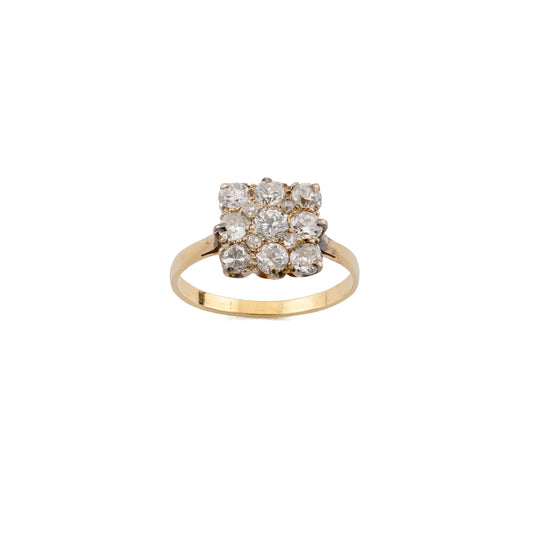 Diamond Square Cluster Ring in 18ct Gold